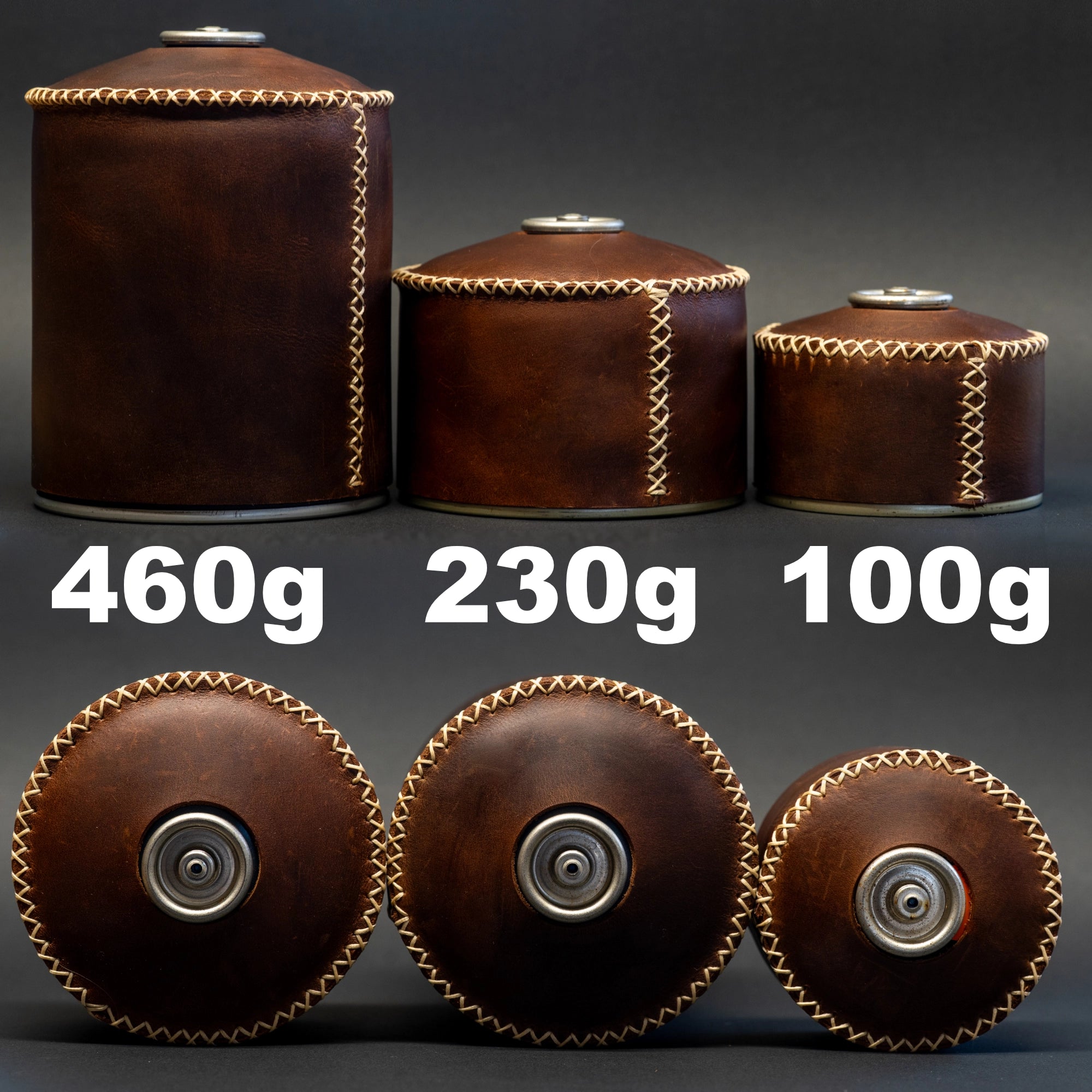 TriCamp Cowhide Leather Butane Canister Cover — handcrafted leather gas canister sleeve Australia