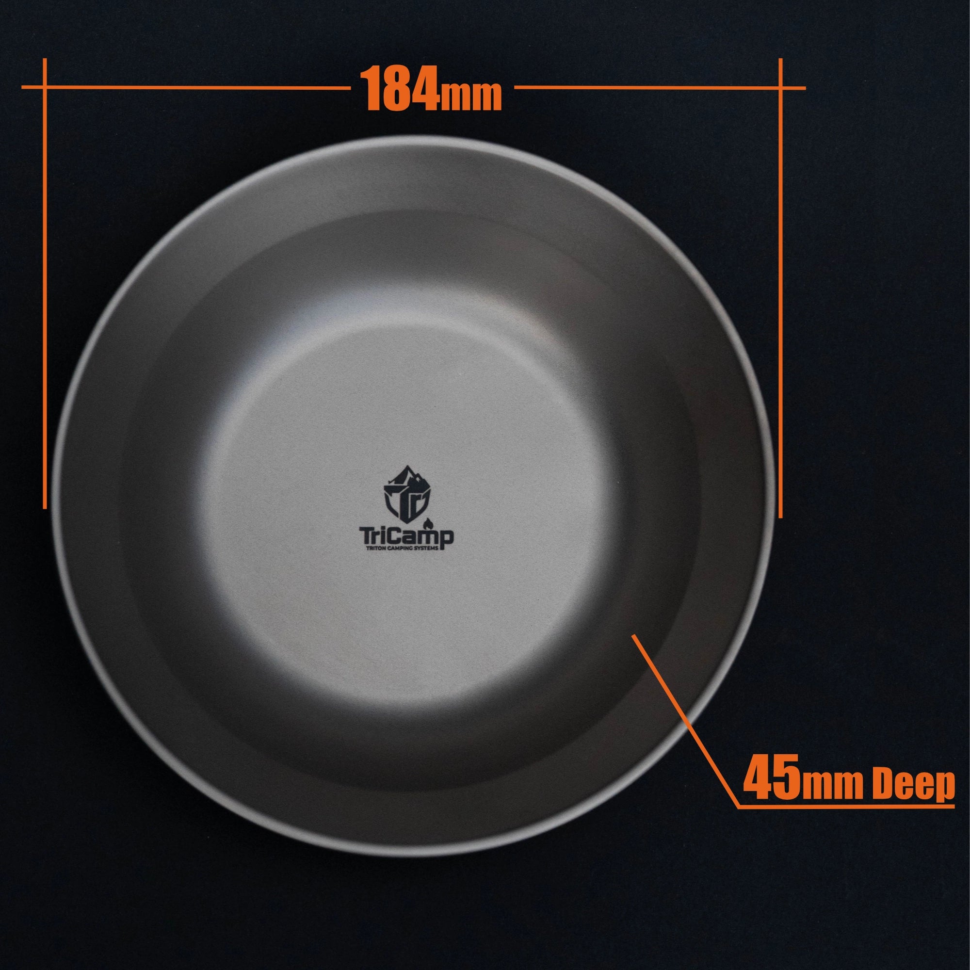TriCamp Titanium Plate 750ml angle view — ultralight stackable camping plate
