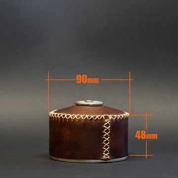 TriCamp Cowhide Leather Canister Cover fit — snug fit on standard camping gas canister Australia