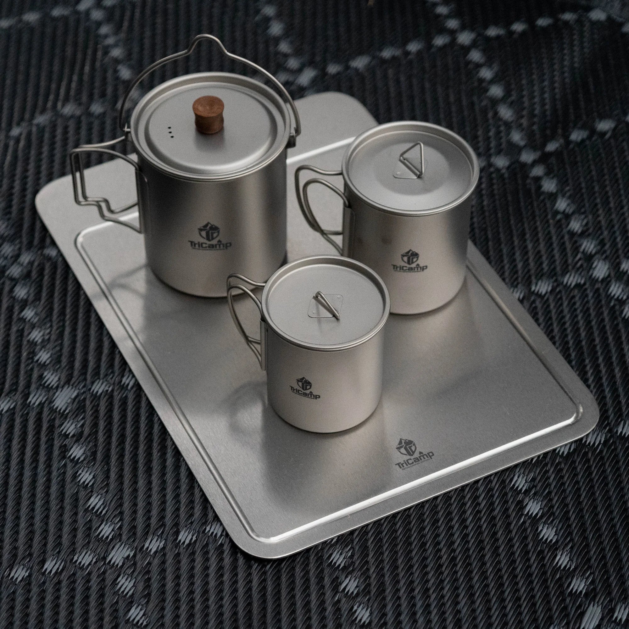 TriCamp Titanium Chopping Board flat lay — compact outdoor cooking accessory