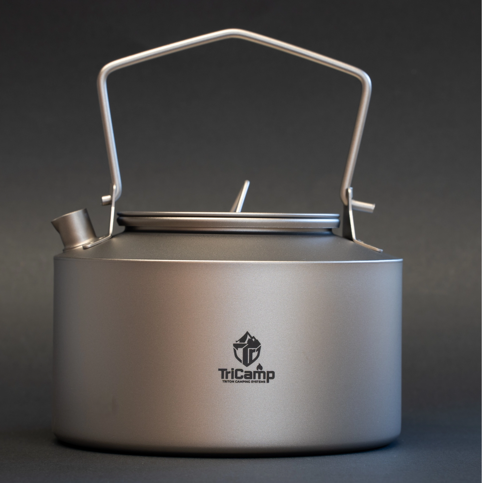 TriCamp Titanium Kettle 980ml front view — lightweight backpacking kettle Australia