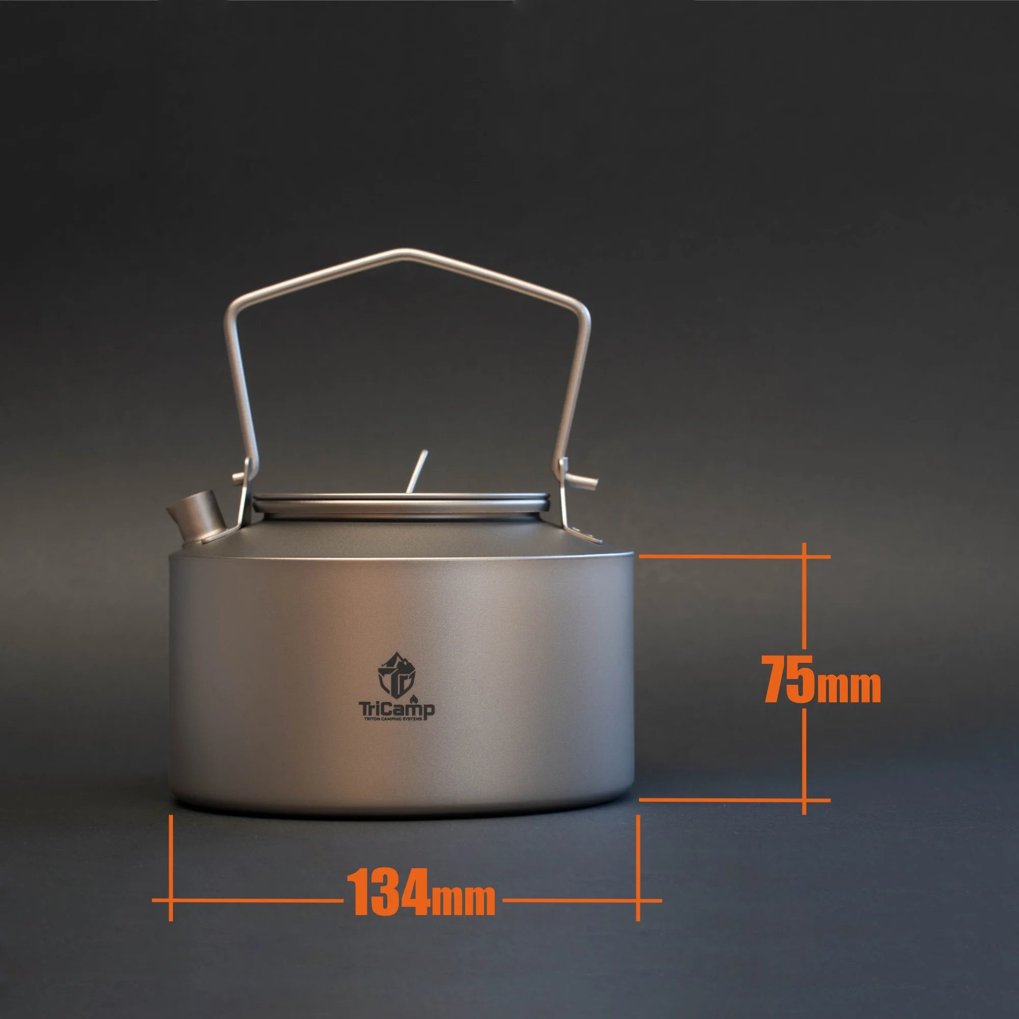 TriCamp Titanium Kettle in use — boiling water outdoors on a camping stove