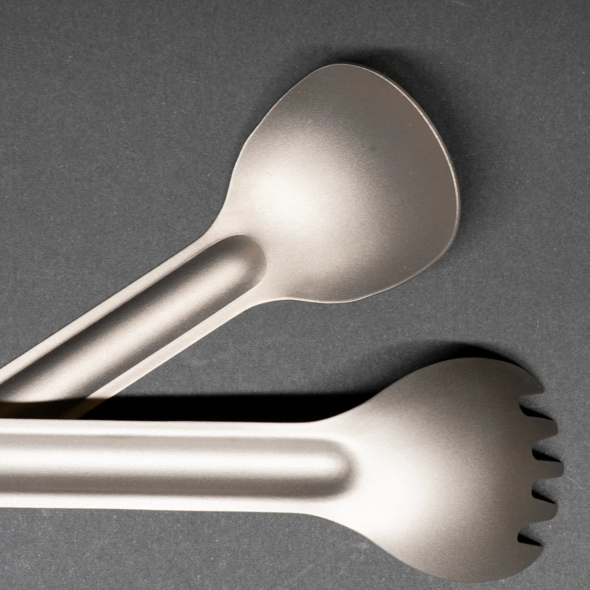 TriCamp Titanium Long Spoon and Fork set — premium outdoor eating utensils for backpacking