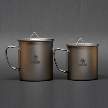 Titanium Camping Mug 450ml with press-fit lid