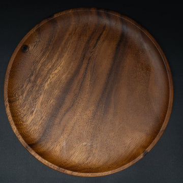 TriCamp Walnut Round Plate 25cm — premium hardwood serving plate for outdoor dining Australia